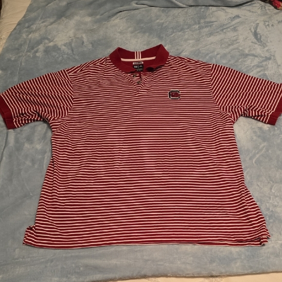 South Carolina Gamecocks Adidas Red and White Striped Golf Shirt Size XL (0728C) - Picture 1 of 5